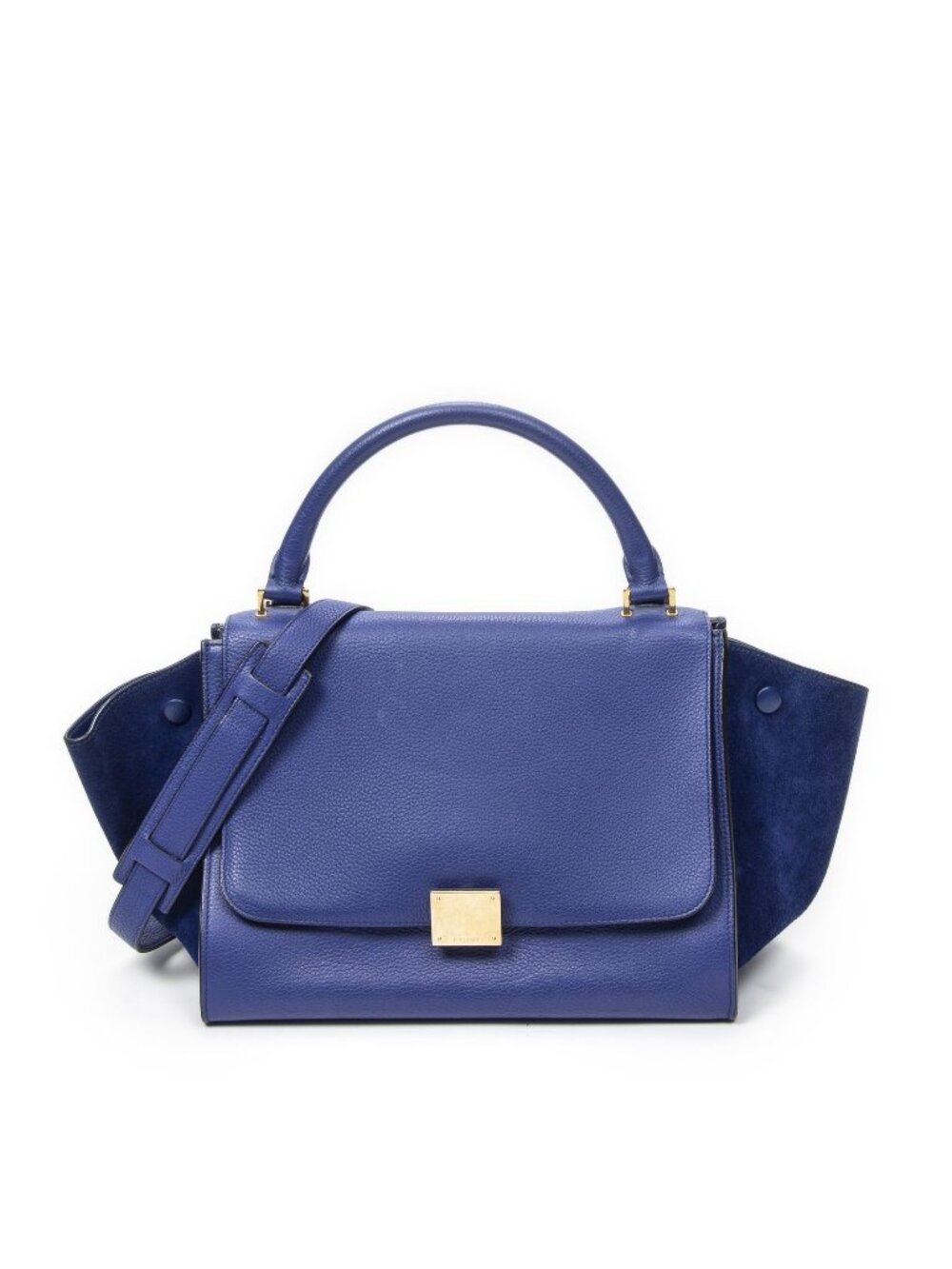 Celine Small Medium Swing Blue Grain Calfskin Leather Shoulder Bag